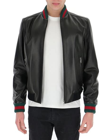 gucci lederjacke herren schwarz|gucci leather jackets.